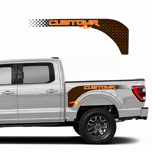 CUSTOMR Orange Lattice Kotflügel Paar Seitenaufkleber Vinylaufkleber für Ford F-150 2022-2023