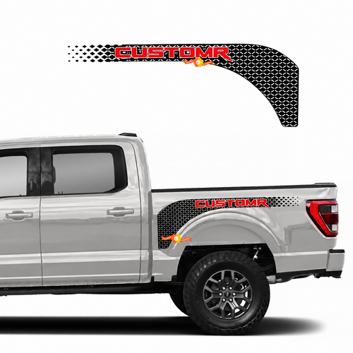CUSTOMR Rote Gitter Kotflügel Paar Bettseiten Vinyl Aufkleber Sticker für Ford F-150 2022-2023