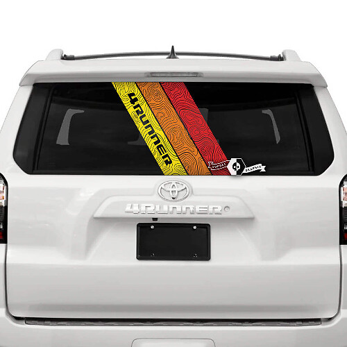 Topografische Vintage-Streifen Heckscheiben-Vinylaufkleber für Toyota 4Runner 2013-2023