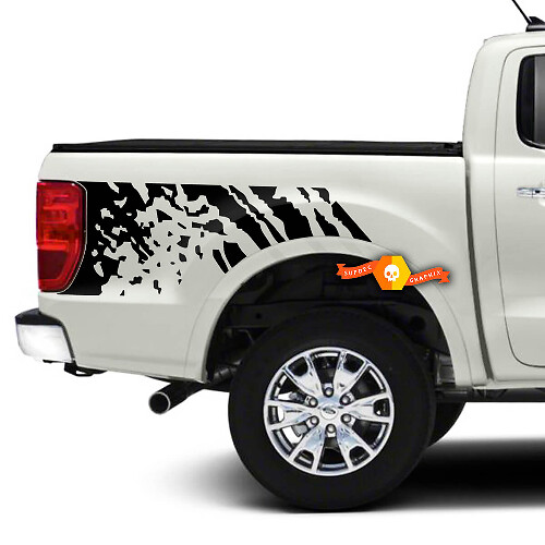 Paar Side Stripe Bed Decals Destroyed Wrap Graphics Vinyl-Aufkleber für Ford F150 F-150
