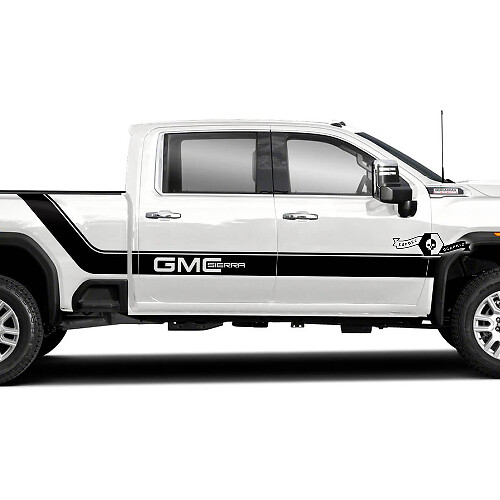 GMC Schriftzug Gebogene Seitenstreifen Vinyl Aufkleber Set für GMC Sierra 2500HD