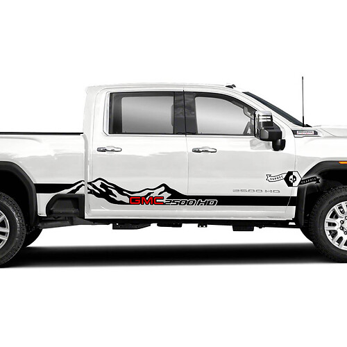 Paar GMC Sierra 2500HD 2022 Seiten Logo Mountaintüren Vinyl Streifen Aufkleber Aufkleber Decal für GMC Sierra Panel Grafiken 2 Farben
