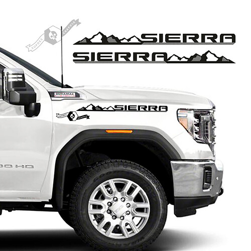 Paar GMC Sierra 2500HD 2022 2023 Mountains Side Hood Fender Vinyl Streifen Aufkleber Aufkleber für GMC Sierra Graphics
