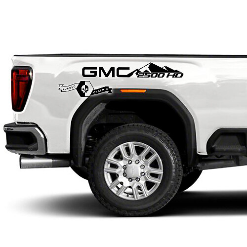 GMC Logo Mountain Style Aufkleber-Set für die Seitenwand des GMC Sierra 2500HD 2022-23