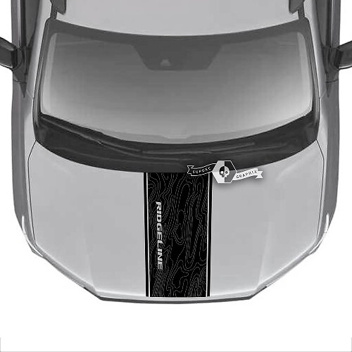 Hood Honda Ridgeline Stripe 2020 2021 2022 2023 Topografische Karte Trim Center Vinyl Aufkleber Aufkleber Aufkleber Grafiken SupDec Design
