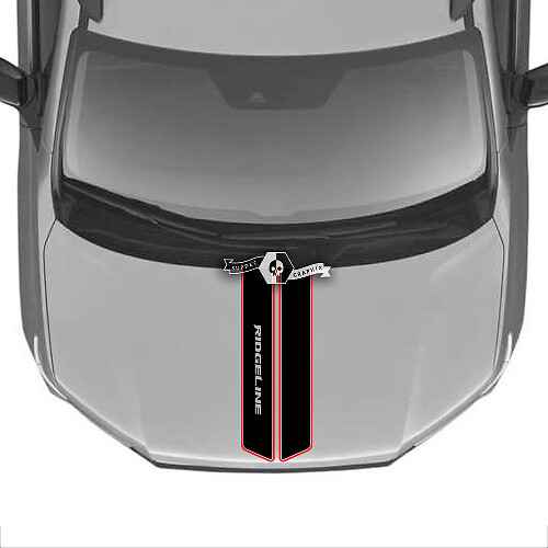 Hood Honda Ridgeline Stripe 2020 2021 2022 2023 Center Vinyl Aufkleber Aufkleber Aufkleber Grafiken SupDec Design 2 Farben
