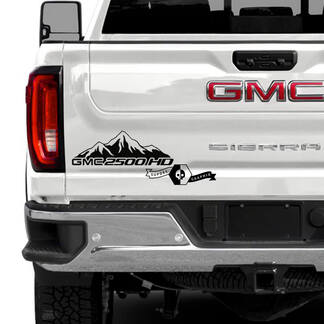 Heckklappe GMC Sierra 2500HD 2022 2023 Berge Vinyl Streifen Aufkleber für GMC Sierra Graphics
