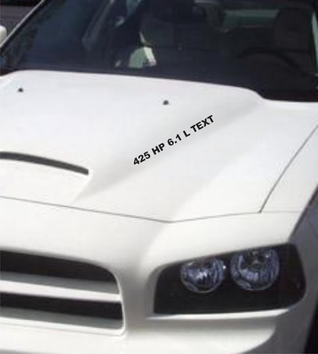 425 PS 6,1L Maßgeschneiderte Textbeschriftung Motorhauben-Vinylaufkleber für Dodge Charger