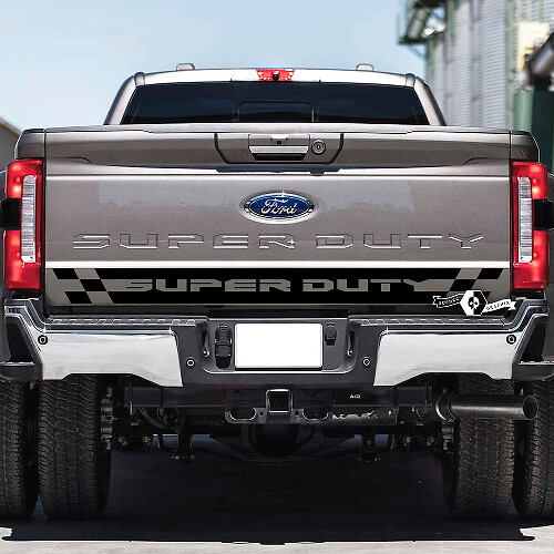 Heckklappen-Schachbrettflaggen-Vinylaufkleber für Musclecar Super Duty 2023