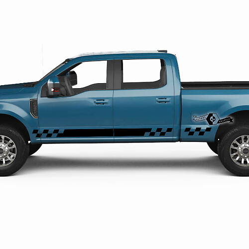 Paar Ford Super Duty 2023 Rocker Panel Streifen Schachbrett Flagge Karosserie Türen Aufkleber Seitenaufkleber Grafik Vinyl
