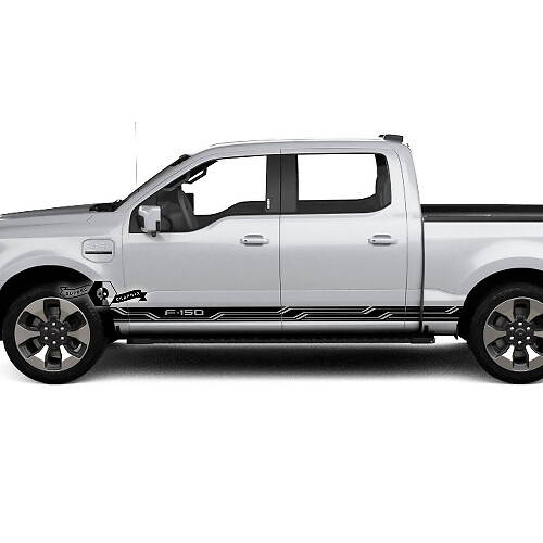 Paar Ford F-150 Lightning 2022 2023 Rocker Panel Geometrie Streifen Karosserie Türen Aufkleber Seitenaufkleber Grafik Vinyl
