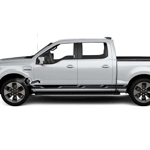 Paar Musclecar truck Lightning 2022 2023 Rocker Panel Geometrie Streifen Karosserie Türen Aufkleber Seitenaufkleber Grafik Vinyl
