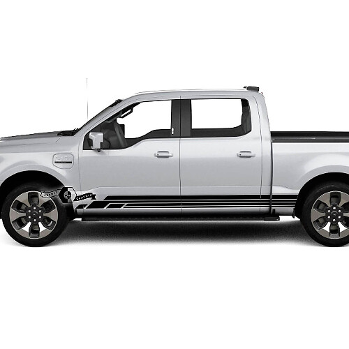 Paar Ford F-150 Lightning 2022 2023 Rocker Panel Line Stripes Body Doors Decals Side Stickers Graphics Vinyl
