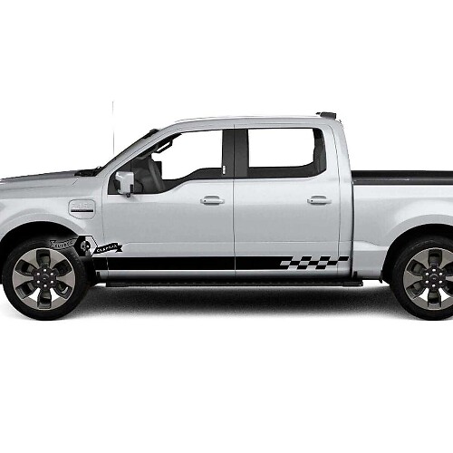 Paar Musclecar truck Lightning 2022 2023 Rocker Panel Schachbrett Flaggen Streifen Karosserie Türen Aufkleber Seitenaufkleber Grafiken Vinyl
