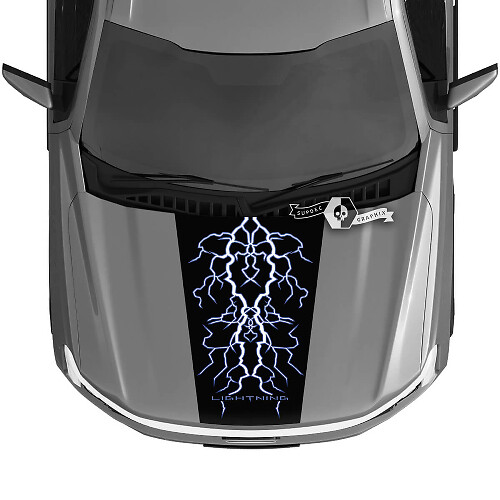 Hood Ford F-150 Lightning 2022 2023 Blackout Dual Lightning Aufkleber Aufkleber Grafik Vinyl
