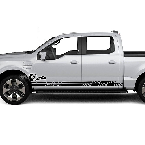 Paar Ford F-150 Lightning 2022 2023 Rocker Panel Streifen Karosserieaufkleber Seitenaufkleber Grafiken Vinyl Supdec Design
