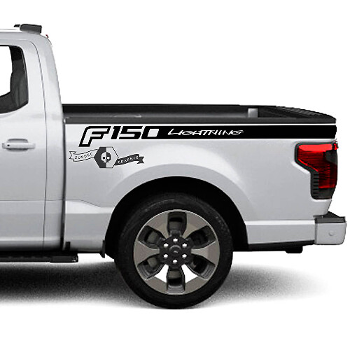 Paar Ford F-150 Lightning 2022 2023 Logo Fender Bettlinien Streifen Karosserieaufkleber Seitenaufkleber Grafik Vinyl Supdec Design
