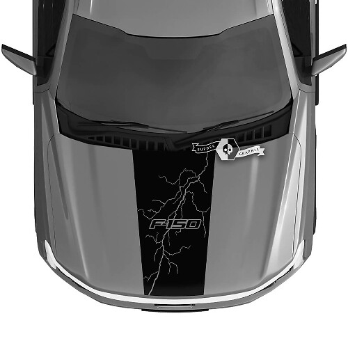Motorhaube Ford F-150 Lightning 2022 2023 Blackout Lightning Aufkleber Aufkleber Grafik Vinyl Nomo
