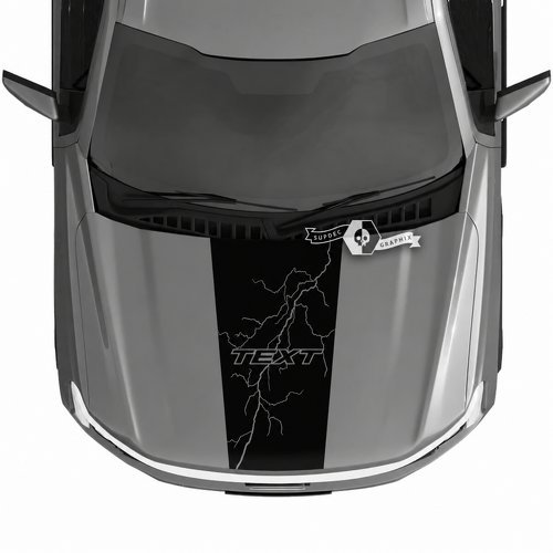 TEXT Thin Outline Bolt Blackout Motorhaube Vinylaufkleber für Ford F-150 Lightning 2022-2023