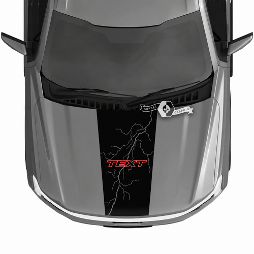 TEXT Red Outline Bolt Blackout Motorhaube Vinylaufkleber für Ford F-150 Lightning 2022-2023