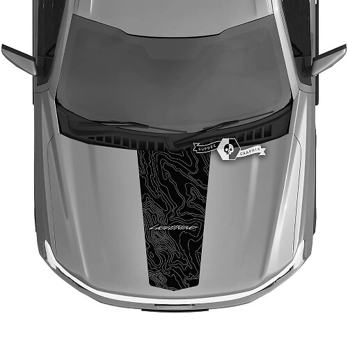 Motorhaube Ford F-150 Lightning 2022 2023 Blackout Topografische Karte Topo Aufkleber Aufkleber Grafik Vinyl
