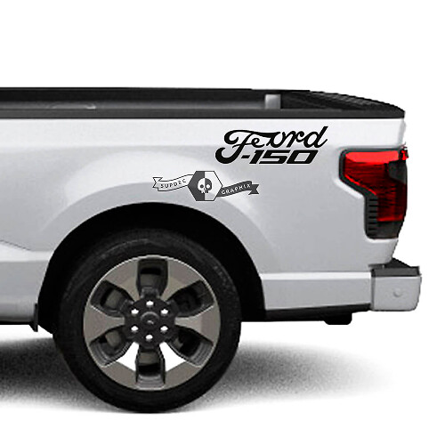 Paar Ford F-150 Lightning 2022 2023 Fender Bettlinien Streifen Aufkleber Seitenaufkleber Grafiken Vinyl Supdec Design
