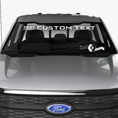 Benutzerdefinierter Text Zwei Ebenen Blockschrift Windschutzscheiben Vinylaufkleber Banner für Musclecar Truck Lightning