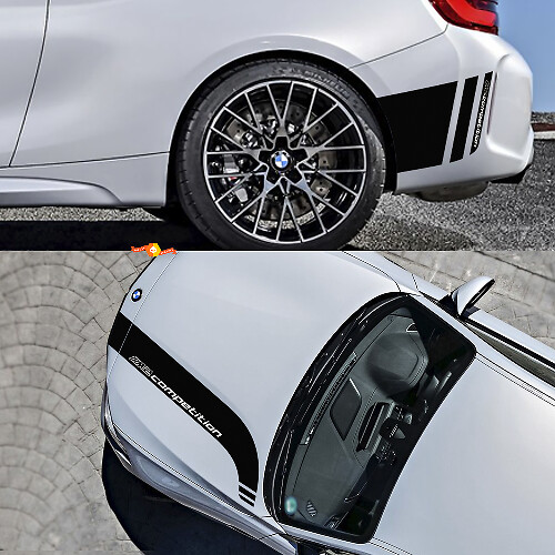Hauben- und hintere Seitestreifen Vinyl-Aufkleber-Set für BMW M2 Competition F87