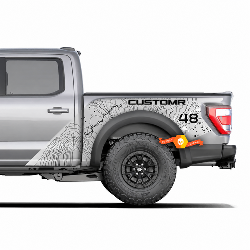 CUSTOMR Topographic Map Splash 48 — Vinyl-Aufkleber (Ladeflächenseite) für Ford F-150 Tremor 2022-2026