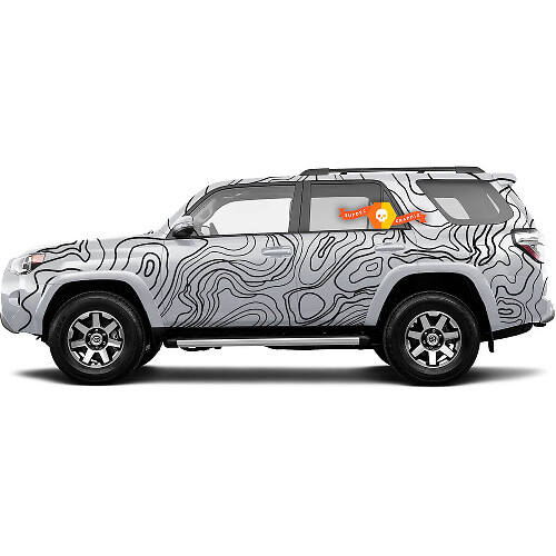 Topografische Karte Vollkörper Vinyl-Aufkleber-Set für Toyota 4Runner