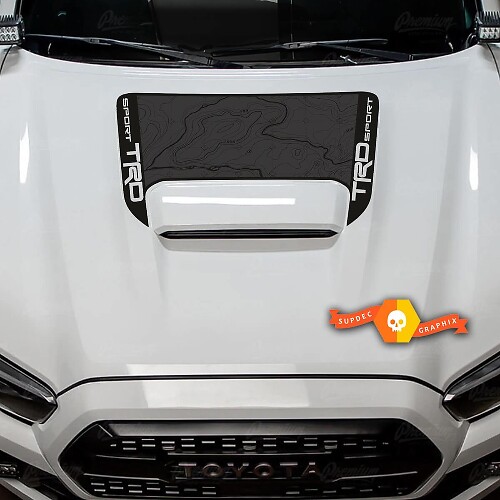 TRD Sport Topografische Kartenhauben-Vinylaufkleber für Toyota Tacoma 2016-2024
