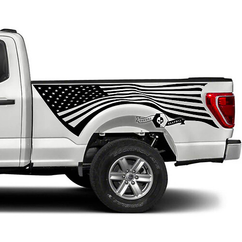 Paar Ford F-150 XLT 2023 Bett USA Flagge Grafik Seitenaufkleber Aufkleber
