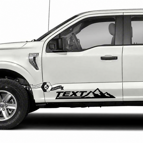 TEXT Three Peak Mountain Line Pair Tür Vinylaufkleber für Ford F-150 2022-2023