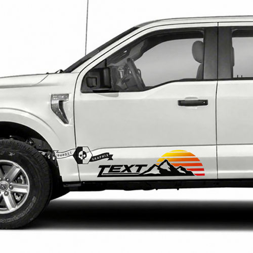 TEXT Striped Sunset Mountain Pair Tür Vinylaufkleber für Ford F-150