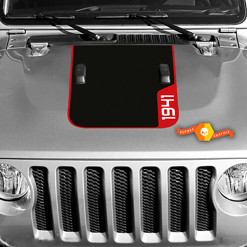 1941 Motorhauben-Blackout-Vinylaufkleber für Jeep Wrangler Rubicon