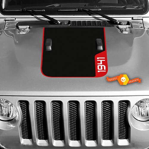 1941 Motorhauben-Vinyl-Aufkleber Grafik 2 für Jeep Wrangler Rubicon 3 Farben