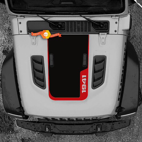 1941 Hauben-Vinylaufkleber Grafik 2 für Jeep Wrangler Rubicon 2 Farben