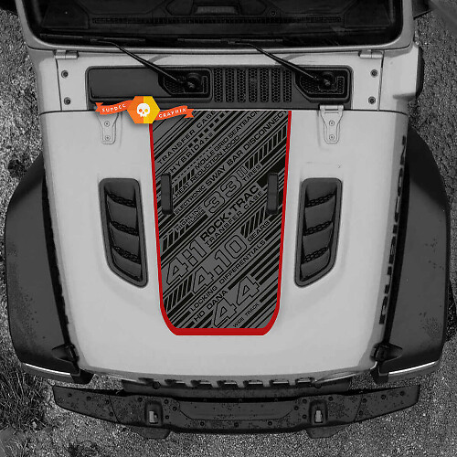 Motorhaube Jeep RUBICON Wrangler Vinyl 2018 + Up Banner Aufkleber Aufkleber Grafiken
