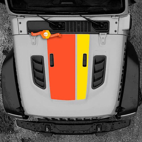 Twin unterschiedlich breite Streifen Motorhauben Vinylaufkleber für Jeep Wrangler