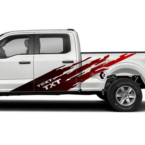 Text Txt Diagonal Beschriftung Roter Verlauf Schlamm Spritzer Seitentür Vinyl Aufkleber Paar für Musclecar Truck XLT