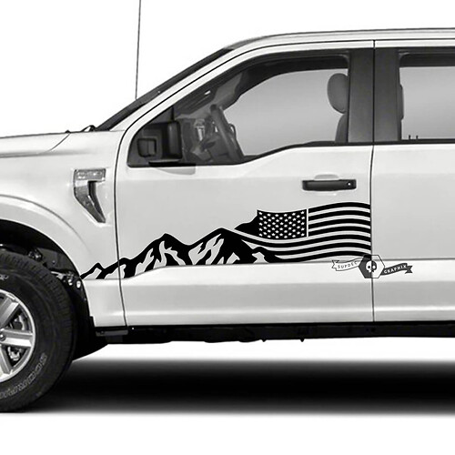 USA Flag Mountains Seiten Vinyl Aufkleber Sticker für Musclecar Truck XLT