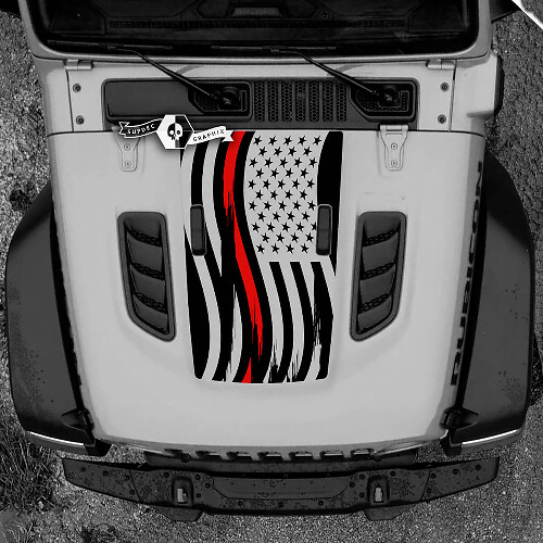 USA-Flagge Rote Linie Motorhauben Vinylaufkleber für Jeep Wrangler
