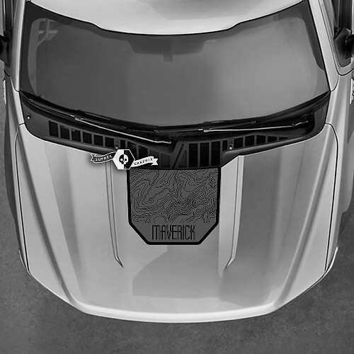 Ford Maverick 2022 Grafikaufkleber Motorhaube Topografische Karte Topo Maverick Aufkleber 2 Farben
