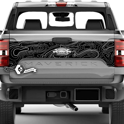 Ford F-150 XLT Maverick Tailgate Splash Topographic Map Graphics Side Decals Aufkleber
