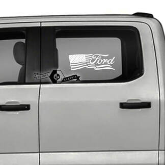 Paar Ford USA-Flaggen-Seitenlogo, Fenster-Logo, Türgrafik, seitlicher Aufkleber
