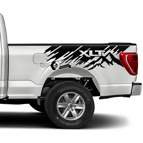 Paar Ford F-150 XLT Bed Splash Mud Mountains Graphics Side Decals Aufkleber
