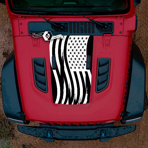 Motorhaube Jeep RUBICON Wrangler JL Vinyl USA Flagge Banner Aufkleber Aufkleber Grafiken 2 Farben
