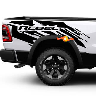 Paar Dodge Ram 1500 Rebel Splash Mud Vinyl Seitenaufkleber LKW Fahrzeug Grafik Pickup
