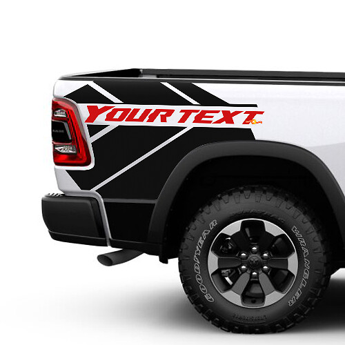 Maßgeschneidertes Vinyl-Aufkleber-Kit für die Bettseiten des Dodge Ram 1500
