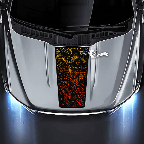 Topografischer Kartenverlauf Style Hauben Vinyl-Aufkleber für Musclecar Truck XL XLT STX Lariat